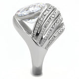 High polished (no plating) Stainless Steel Ring with AAA Grade CZ  in Clear