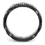 Two-Tone IP Black (Ion Plating) Stainless Steel Ring with Top Grade Crystal  in Clear