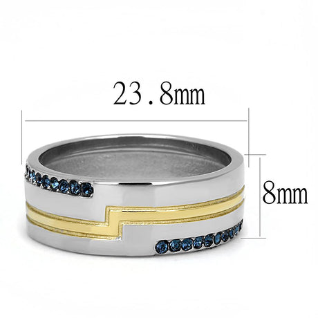 Two-Tone IP Gold (Ion Plating) Stainless Steel Ring with Top Grade Crystal  in Montana