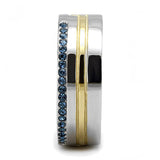Two-Tone IP Gold (Ion Plating) Stainless Steel Ring with Top Grade Crystal  in Montana