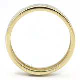 Two-Tone IP Gold (Ion Plating) Stainless Steel Ring with Top Grade Crystal  in Sea Blue