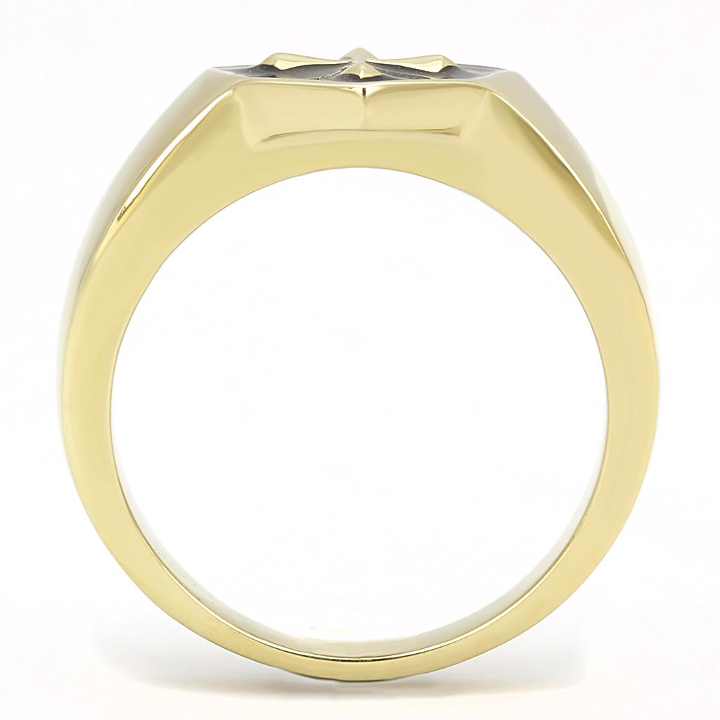 IP Gold(Ion Plating) Stainless Steel Ring with Epoxy  in Jet