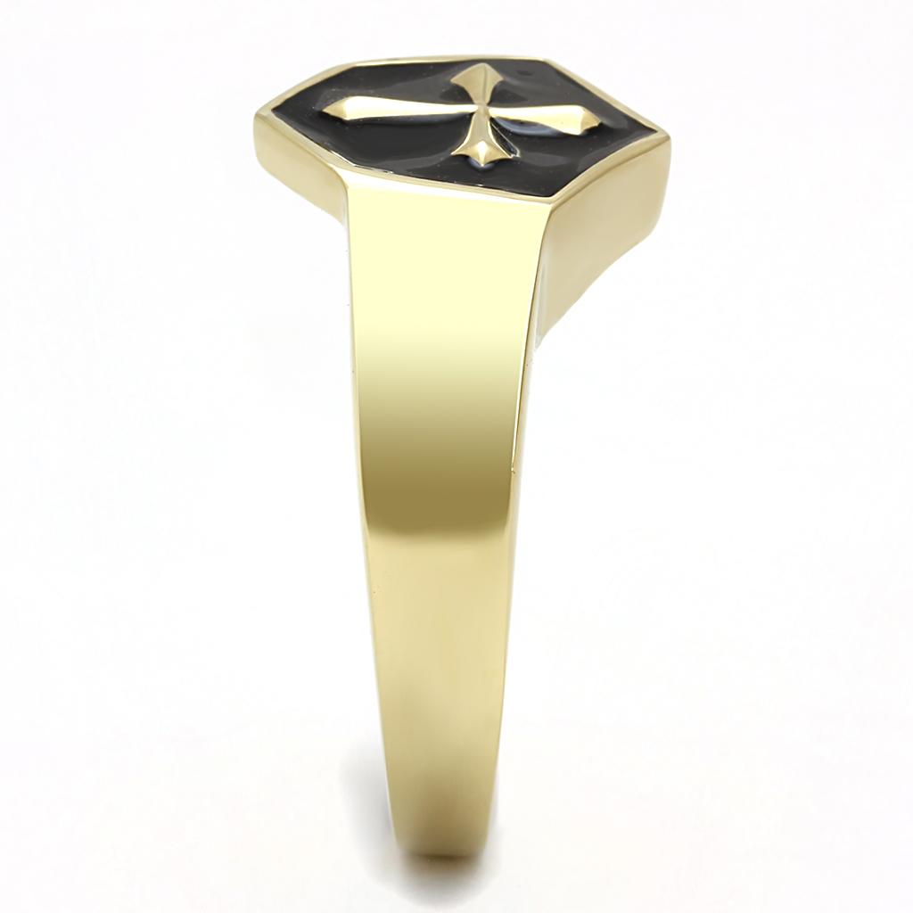IP Gold(Ion Plating) Stainless Steel Ring with Epoxy  in Jet