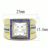IP Gold(Ion Plating) Stainless Steel Ring with Top Grade Crystal  in Clear