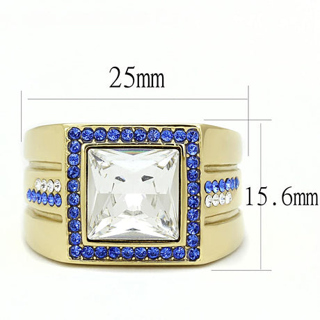 IP Gold(Ion Plating) Stainless Steel Ring with Top Grade Crystal  in Clear
