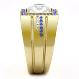 IP Gold(Ion Plating) Stainless Steel Ring with Top Grade Crystal  in Clear