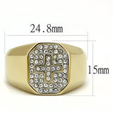 Two-Tone IP Gold (Ion Plating) Stainless Steel Ring with Top Grade Crystal  in Clear