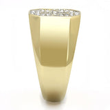 Two-Tone IP Gold (Ion Plating) Stainless Steel Ring with Top Grade Crystal  in Clear
