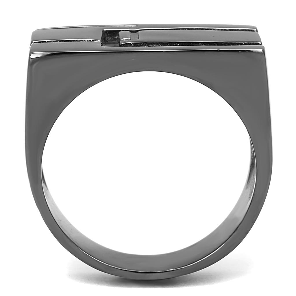 IP Light Black  (IP Gun) Stainless Steel Ring with No Stone