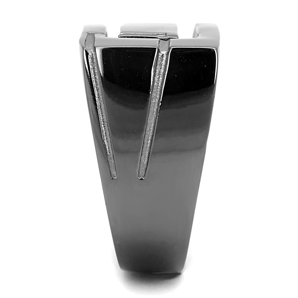 IP Light Black  (IP Gun) Stainless Steel Ring with No Stone