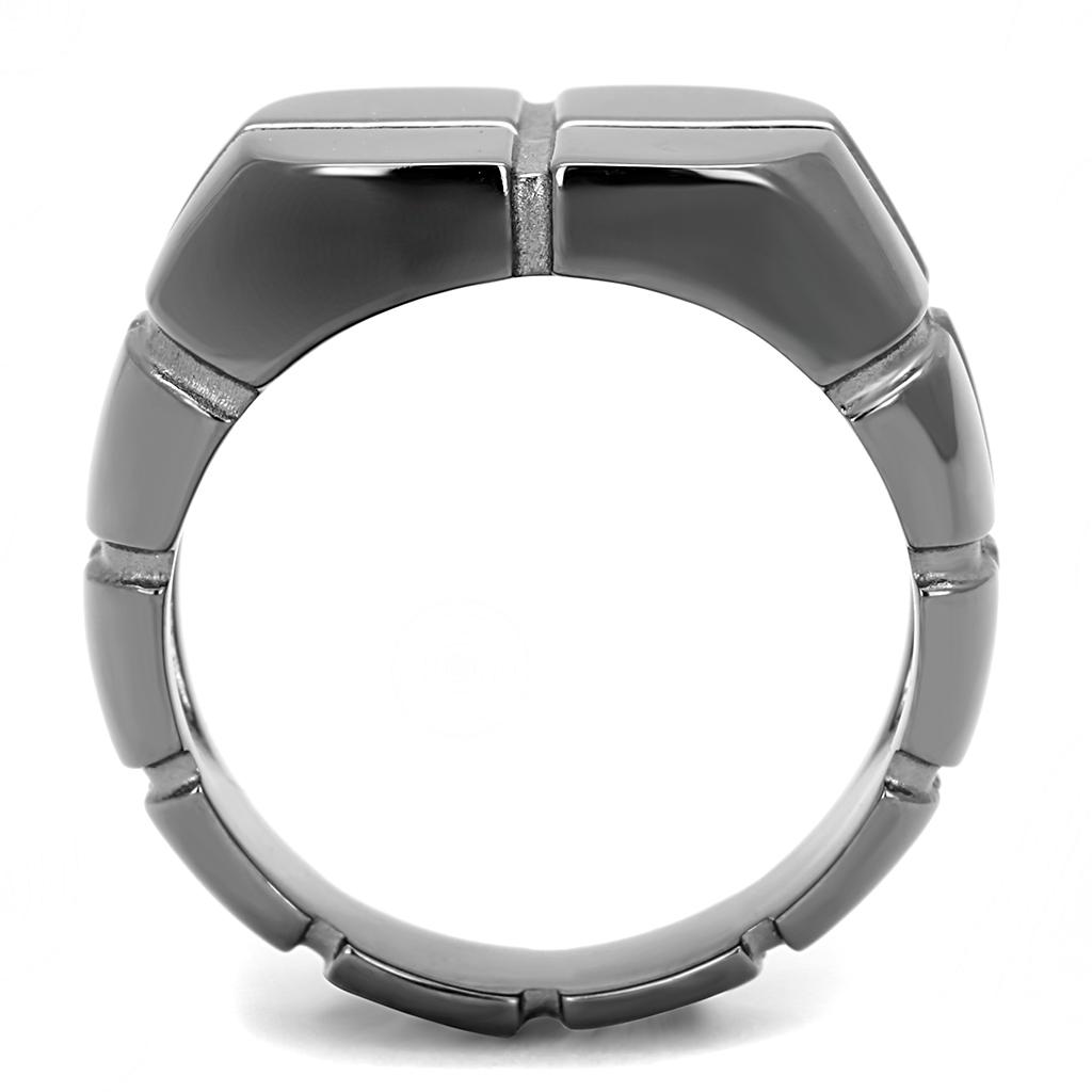 IP Light Black  (IP Gun) Stainless Steel Ring with No Stone