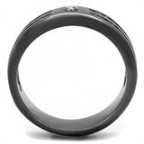 IP Light Black  (IP Gun) Stainless Steel Ring with AAA Grade CZ  in Clear