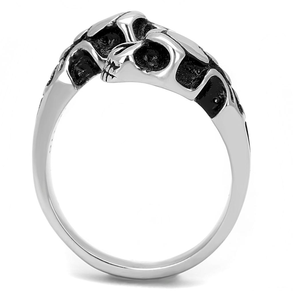 High polished (no plating) Stainless Steel Ring with Epoxy  in Jet