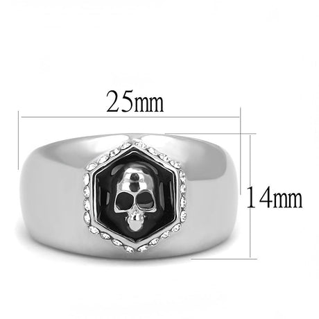 High polished (no plating) Stainless Steel Ring with Epoxy  in Jet