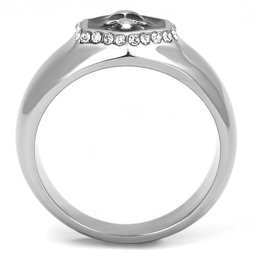 High polished (no plating) Stainless Steel Ring with Epoxy  in Jet