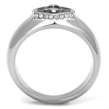 High polished (no plating) Stainless Steel Ring with Epoxy  in Jet