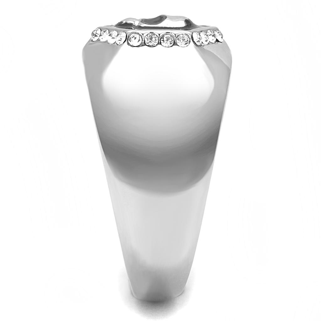 High polished (no plating) Stainless Steel Ring with Epoxy  in Jet