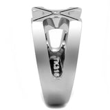 High polished (no plating) Stainless Steel Ring with AAA Grade CZ  in Clear
