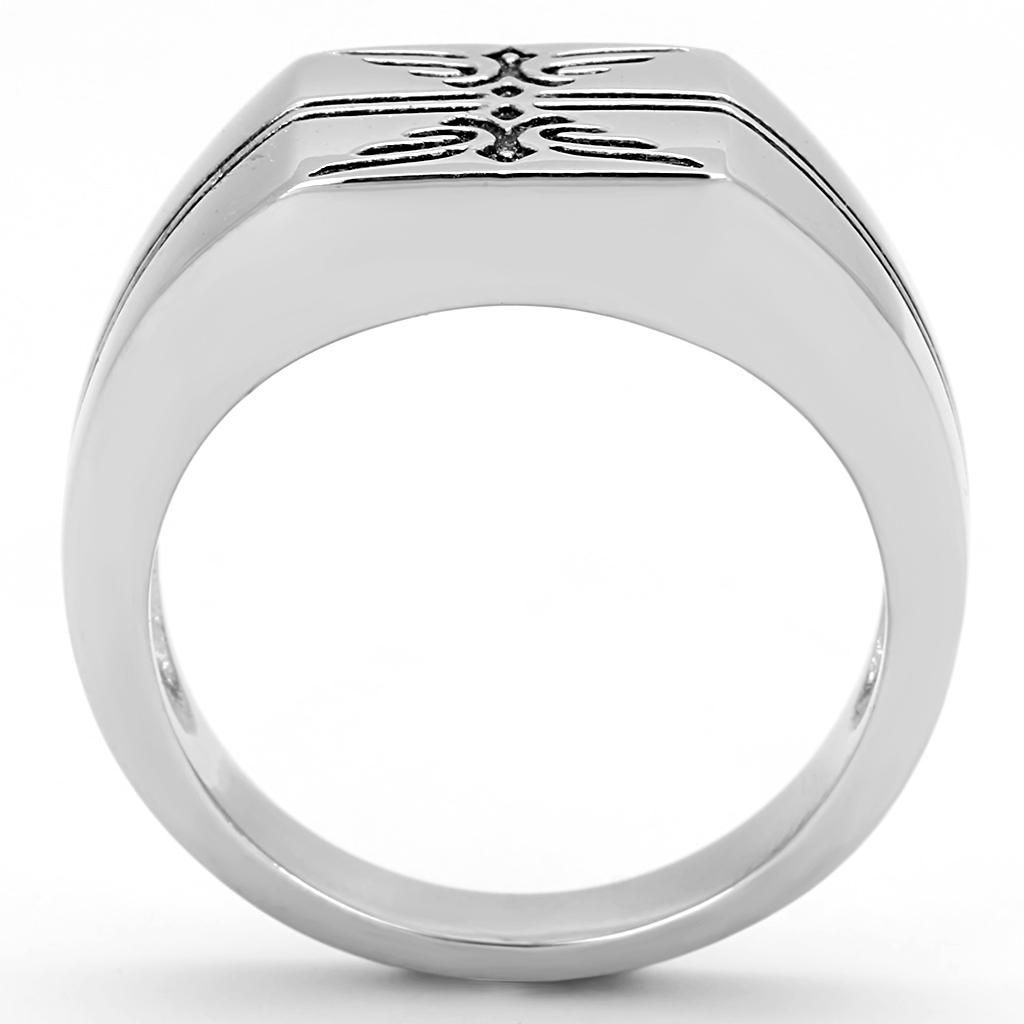 High polished (no plating) Stainless Steel Ring with Epoxy  in Jet