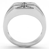 High polished (no plating) Stainless Steel Ring with Epoxy  in Jet