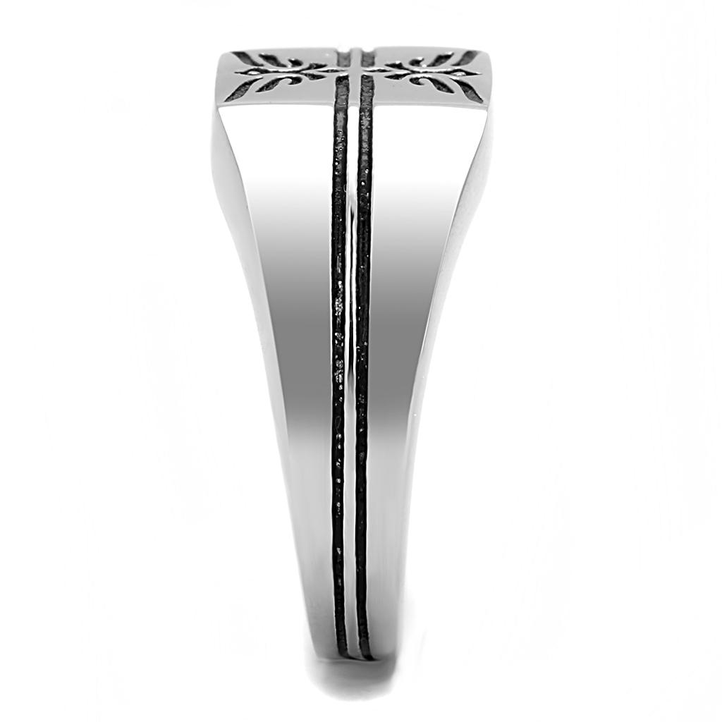 High polished (no plating) Stainless Steel Ring with Epoxy  in Jet