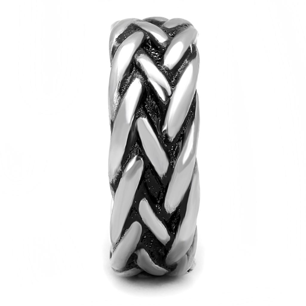 High polished (no plating) Stainless Steel Ring with Epoxy  in Jet