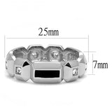 High polished (no plating) Stainless Steel Ring with Top Grade Crystal  in Clear