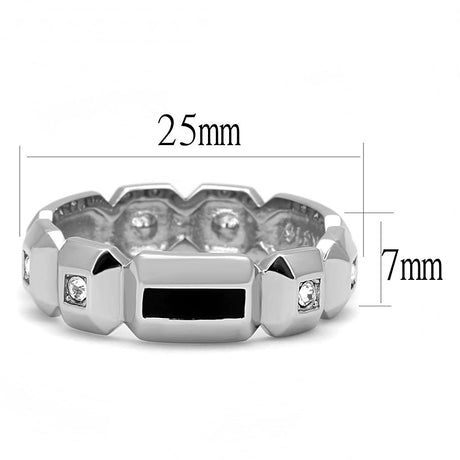 High polished (no plating) Stainless Steel Ring with Top Grade Crystal  in Clear