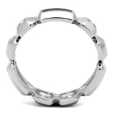 High polished (no plating) Stainless Steel Ring with Top Grade Crystal  in Clear