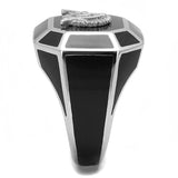 High polished (no plating) Stainless Steel Ring with Epoxy  in Jet