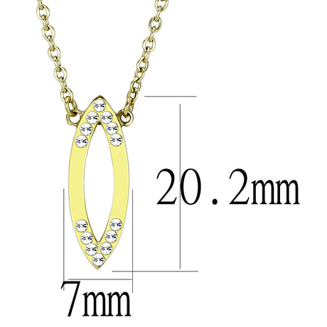 IP Gold(Ion Plating) Stainless Steel Necklace with Top Grade Crystal  in Clear