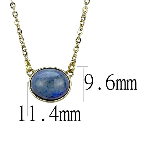 IP Gold(Ion Plating) Stainless Steel Necklace with Precious Stone Lapis in Montana
