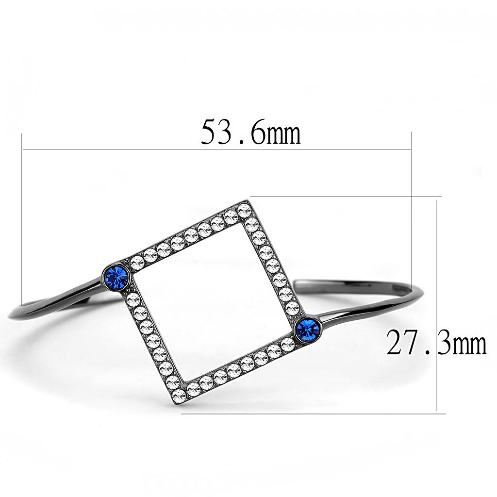 IP Light Black  (IP Gun) Stainless Steel Bangle with Top Grade Crystal  in Montana