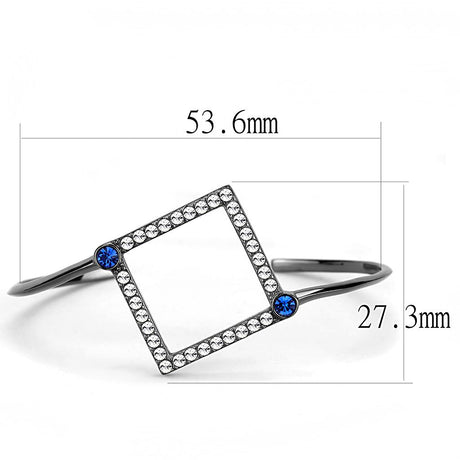 IP Light Black  (IP Gun) Stainless Steel Bangle with Top Grade Crystal  in Montana