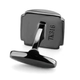 IP Light Black  (IP Gun) Stainless Steel Cufflink with Semi-Precious Oligoclase in Animal pattern