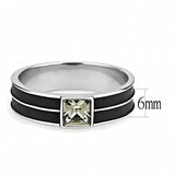 High polished (no plating) Stainless Steel Ring with Top Grade Crystal  in Black Diamond