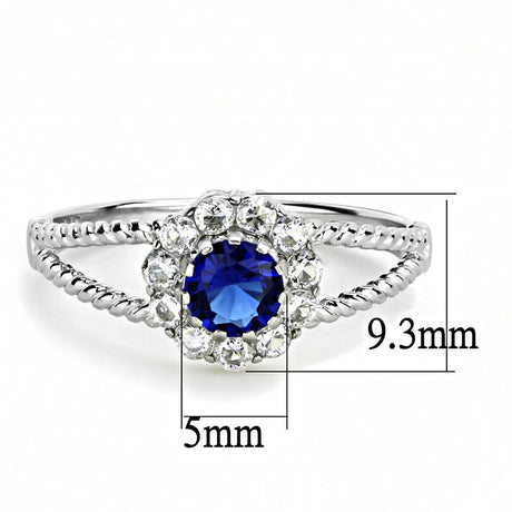 High polished (no plating) Stainless Steel Ring with Synthetic Synthetic Glass in Montana