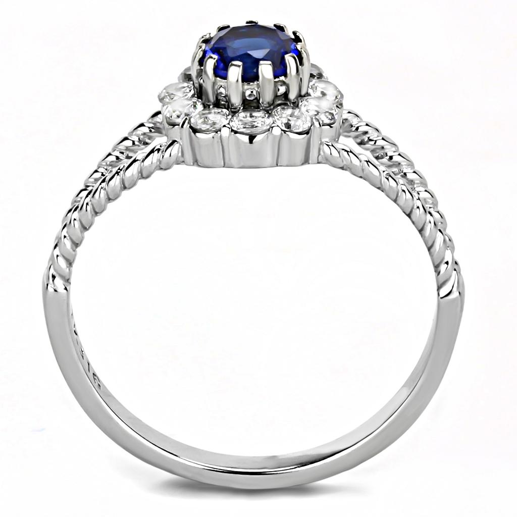 High polished (no plating) Stainless Steel Ring with Synthetic Synthetic Glass in Montana