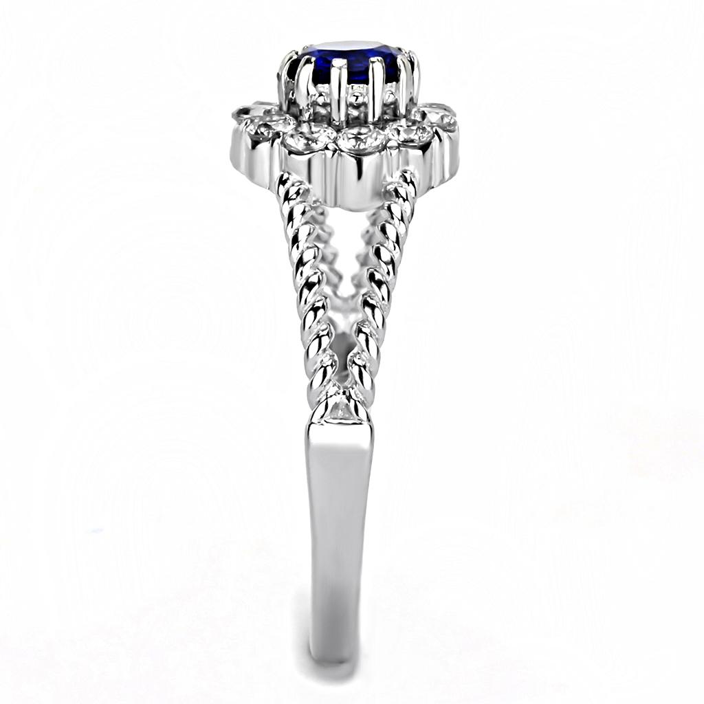 High polished (no plating) Stainless Steel Ring with Synthetic Synthetic Glass in Montana