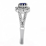 High polished (no plating) Stainless Steel Ring with Synthetic Synthetic Glass in Montana