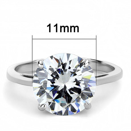 High polished (no plating) Stainless Steel Ring with AAA Grade CZ  in Clear