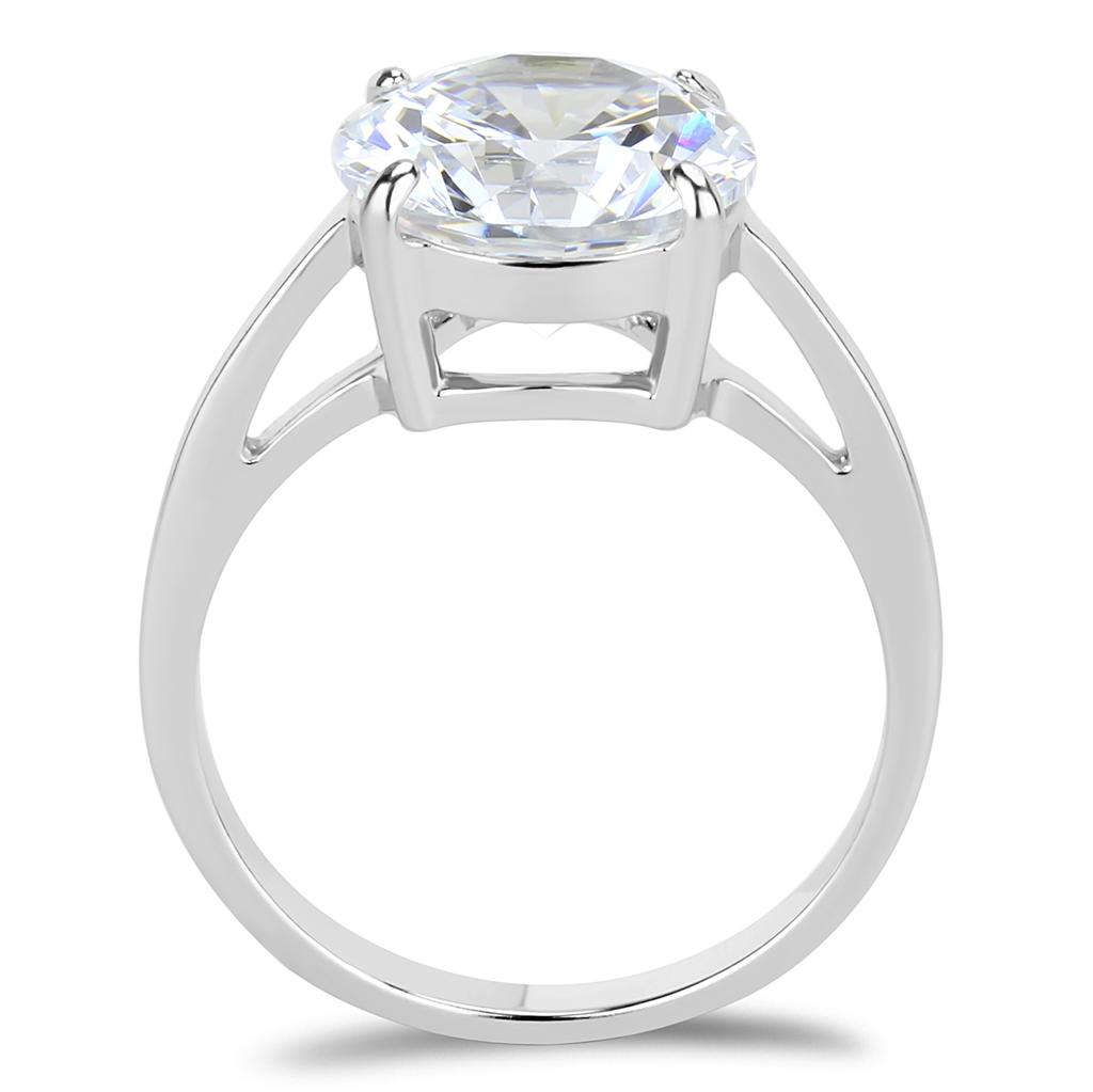 High polished (no plating) Stainless Steel Ring with AAA Grade CZ  in Clear