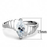 High polished (no plating) Stainless Steel Ring with AAA Grade CZ  in Clear