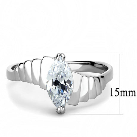 High polished (no plating) Stainless Steel Ring with AAA Grade CZ  in Clear