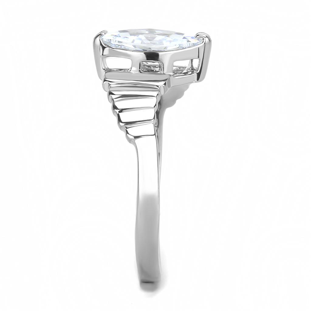 High polished (no plating) Stainless Steel Ring with AAA Grade CZ  in Clear