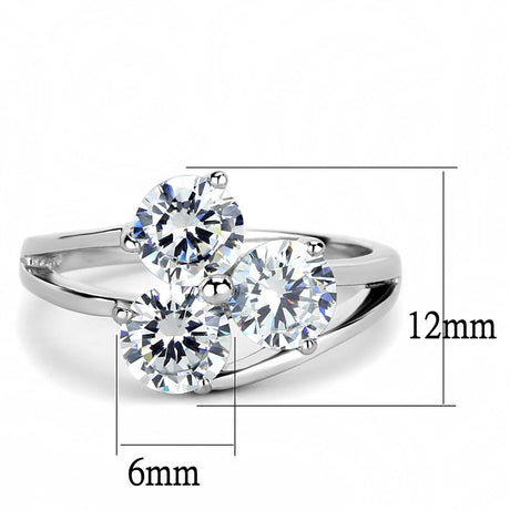 High polished (no plating) Stainless Steel Ring with AAA Grade CZ  in Clear