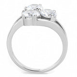 High polished (no plating) Stainless Steel Ring with AAA Grade CZ  in Clear
