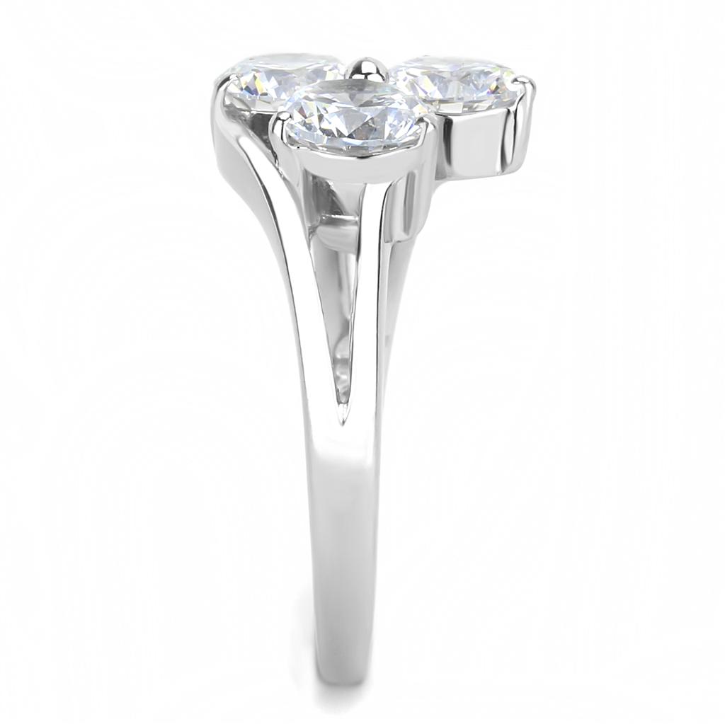 High polished (no plating) Stainless Steel Ring with AAA Grade CZ  in Clear