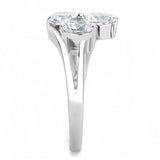 High polished (no plating) Stainless Steel Ring with AAA Grade CZ  in Clear
