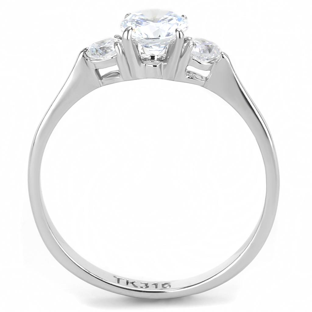 High polished (no plating) Stainless Steel Ring with AAA Grade CZ  in Clear